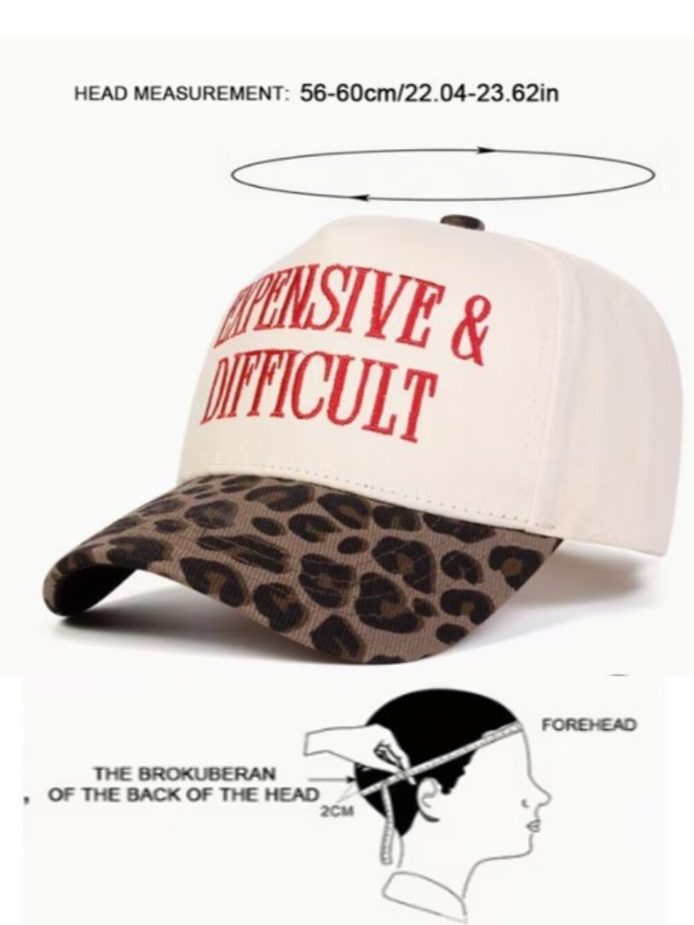 “EXPENSIVE & DIFFICULT” Ivory & Leopard‎ Embroidered Snap Back Trucker Hat NEW! - Picture 5 of 7